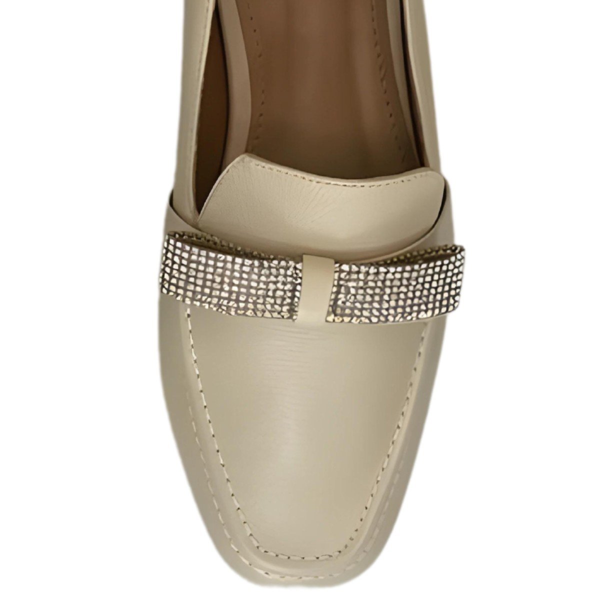 Sapato Loafer Feminino Couro Strass Lizi Lizi Branco 9