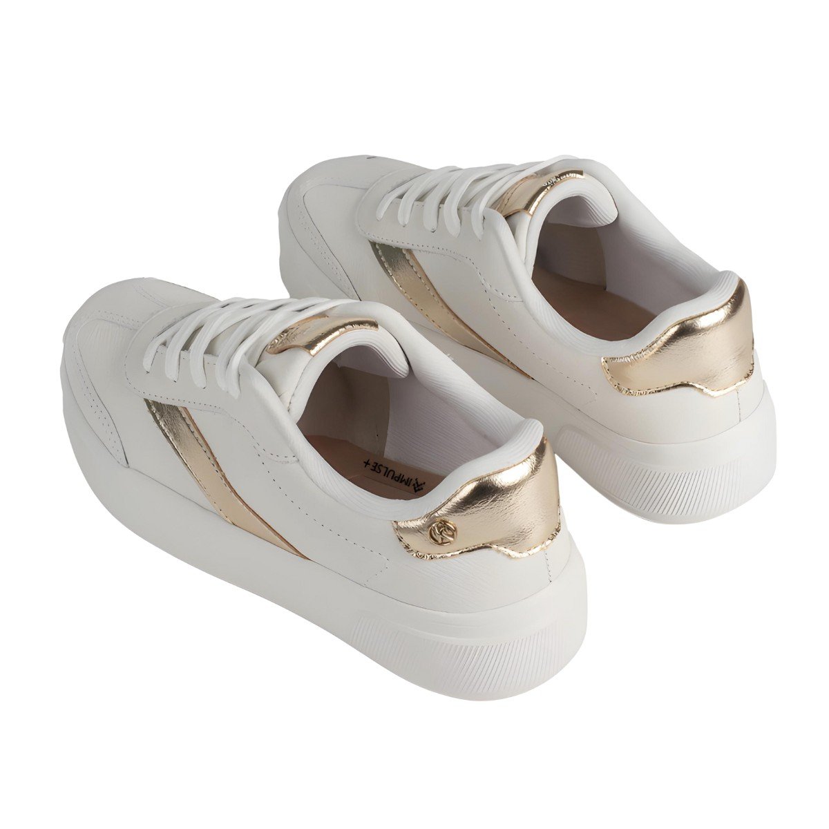 Tênis Feminino Kolosh Casual Flatform Couro Branco/Dourado 4