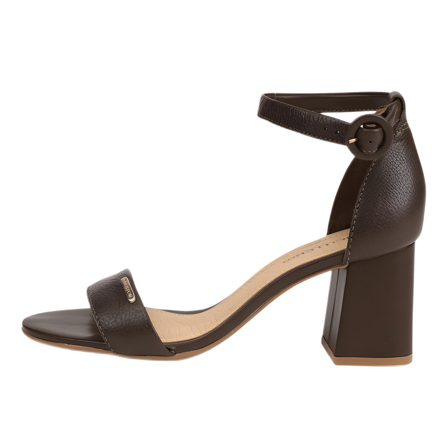 Sandália Feminina Salto Bloco Couro Burnish Bottero Marrom 2