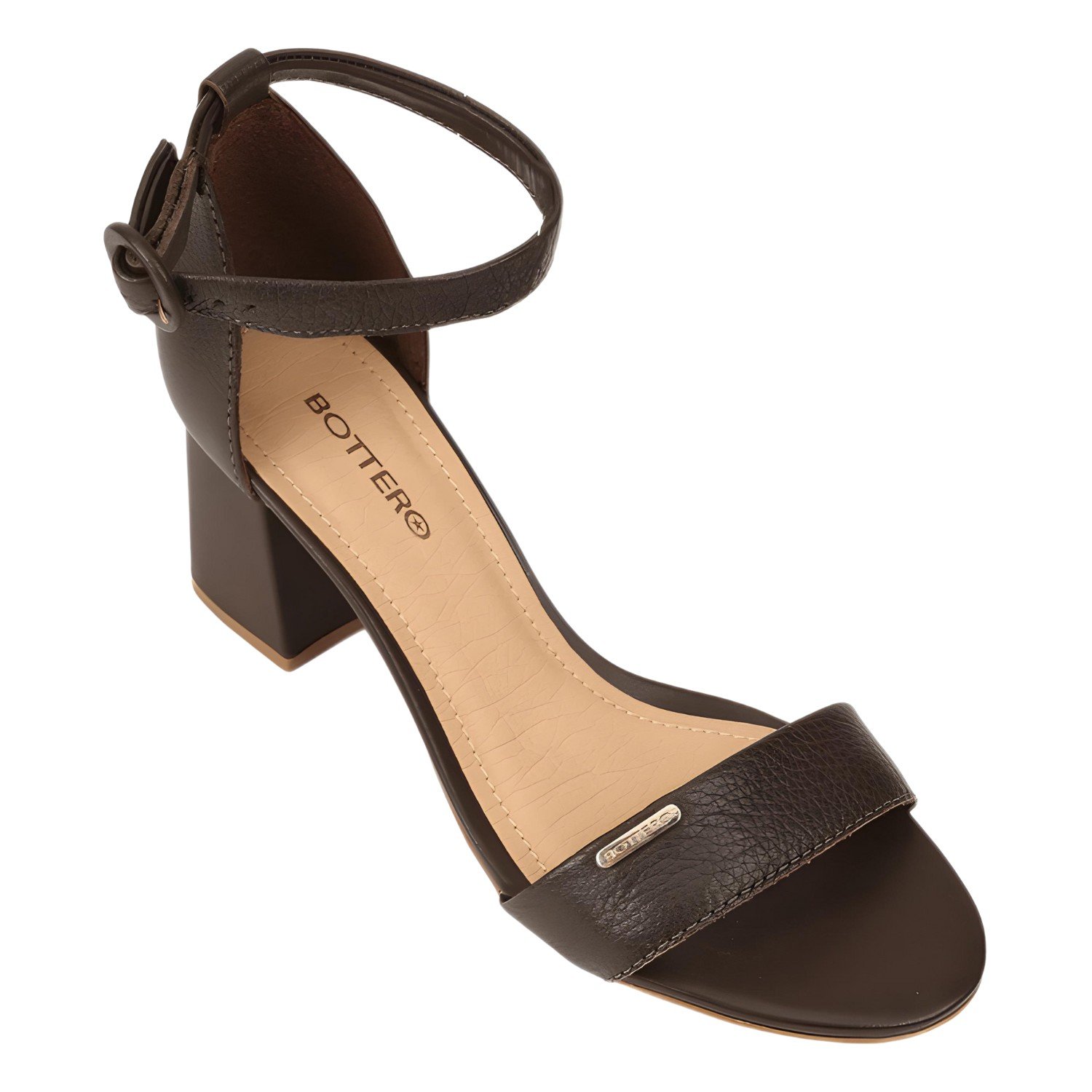 Sandália Feminina Salto Bloco Couro Burnish Bottero Marrom 3