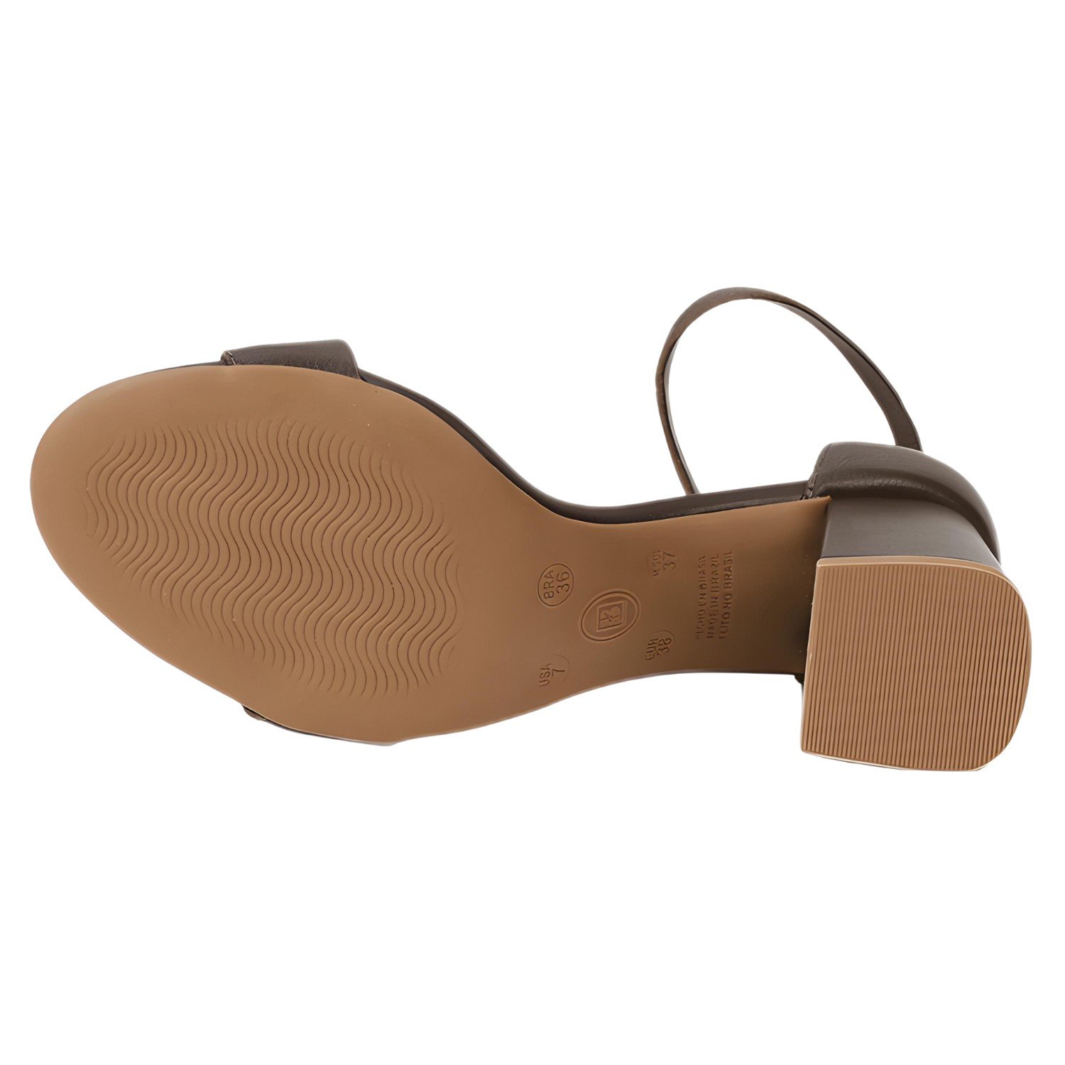 Sandália Feminina Salto Bloco Couro Burnish Bottero Marrom 4