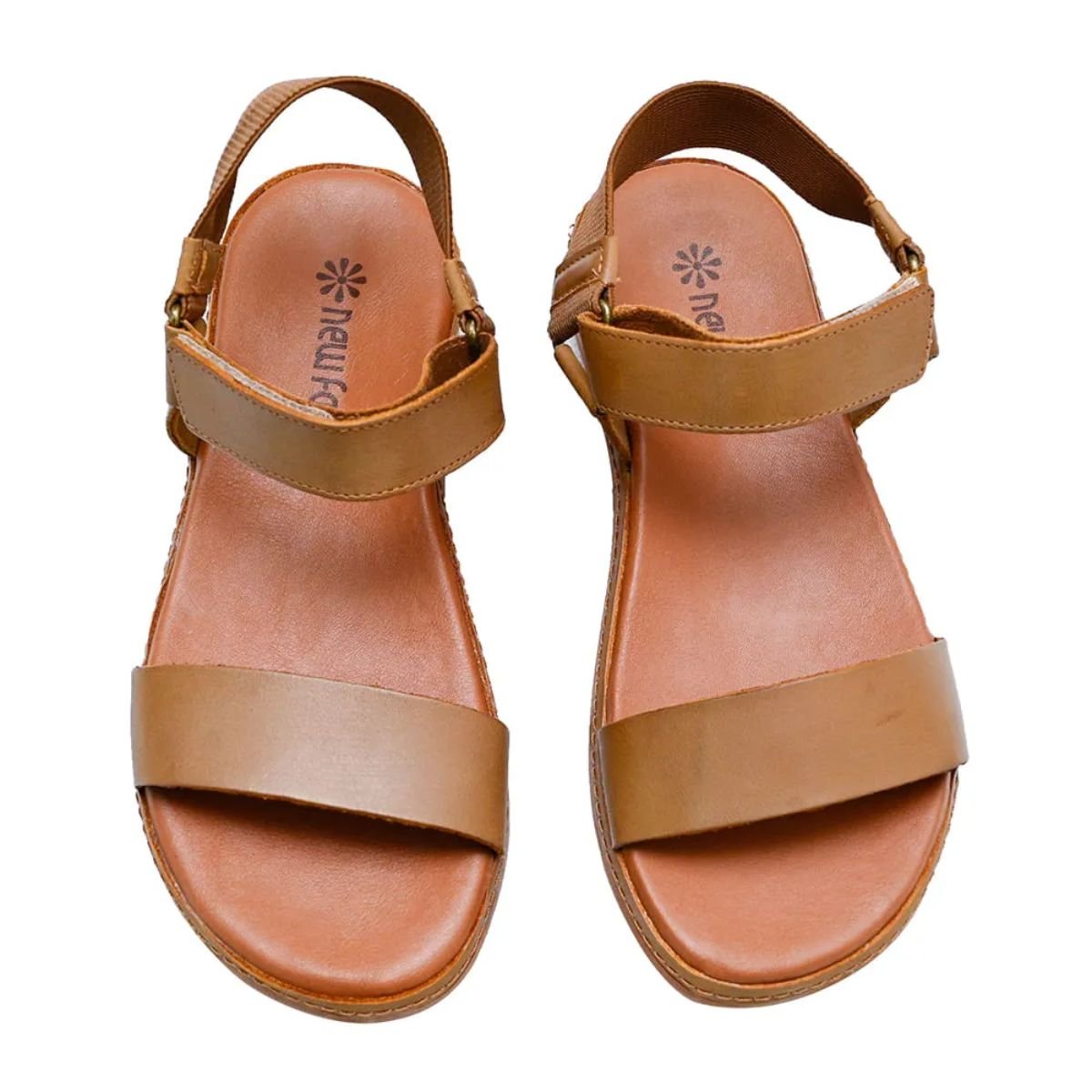 Sandália Feminina Casual Couro Legítimo New Face 21812 Bege Bege 4
