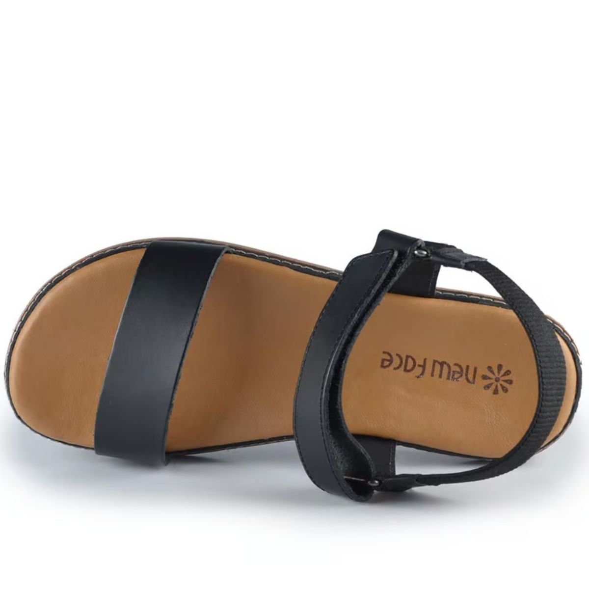 Sandália Feminina Casual Couro Legítimo New Face 21812 Preto Preto 3
