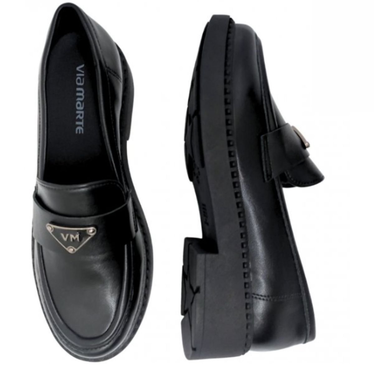 Sapato Mocassim Feminino Via Marte 250002 Preto Preto 3