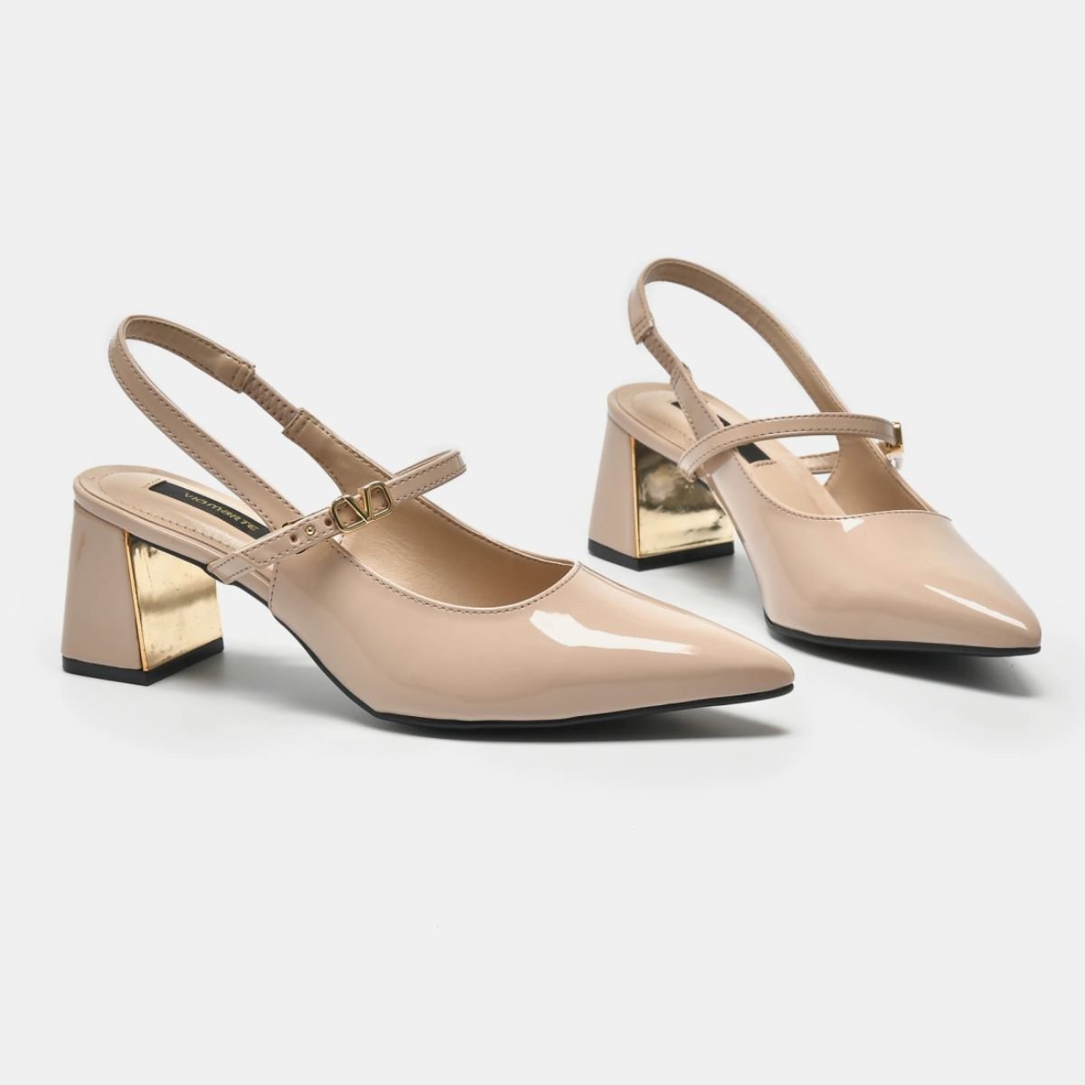 Sapato Feminino Slingback Via Marte 155010 Creme Creme 3