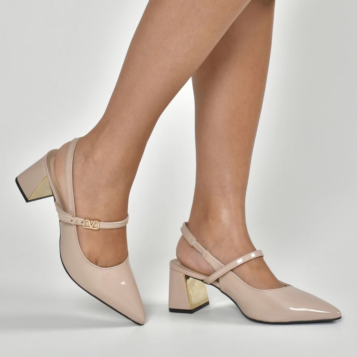 Sapato Feminino Slingback Via Marte 155010 Creme Creme 4