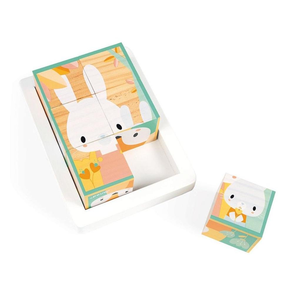 Quebra Cabeça Cubos De Madeira Animais Pure - Brinquedo Educativo Janod ÚNICO 2