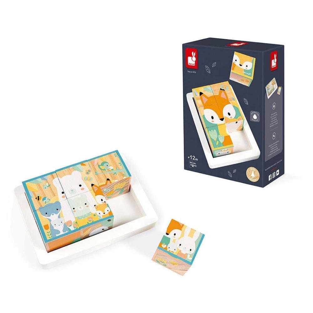 Quebra Cabeça Cubos De Madeira Animais Pure - Brinquedo Educativo Janod ÚNICO 3
