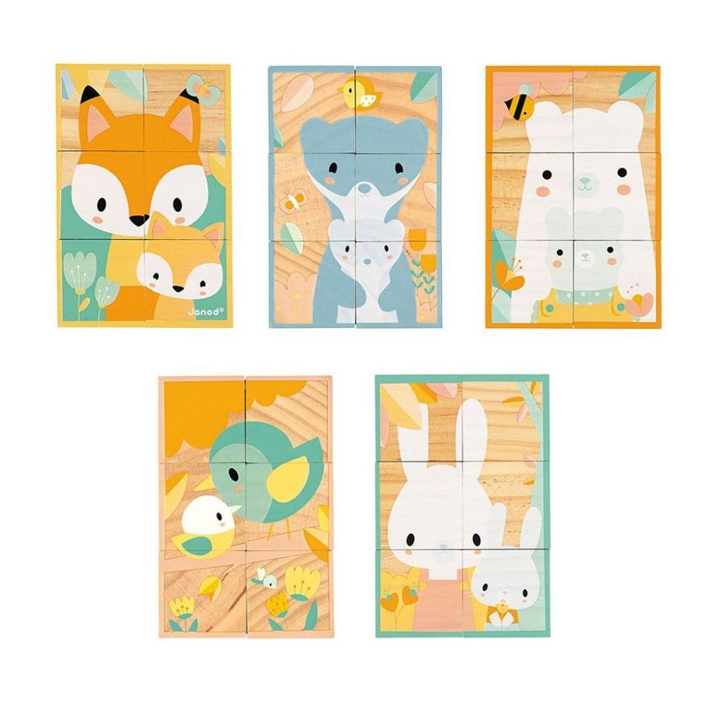 Quebra Cabeça Cubos De Madeira Animais Pure - Brinquedo Educativo Janod ÚNICO 7