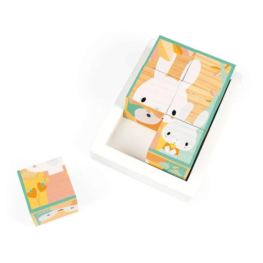 Quebra Cabeça Cubos De Madeira Animais Pure - Brinquedo Educativo Janod ÚNICO 8