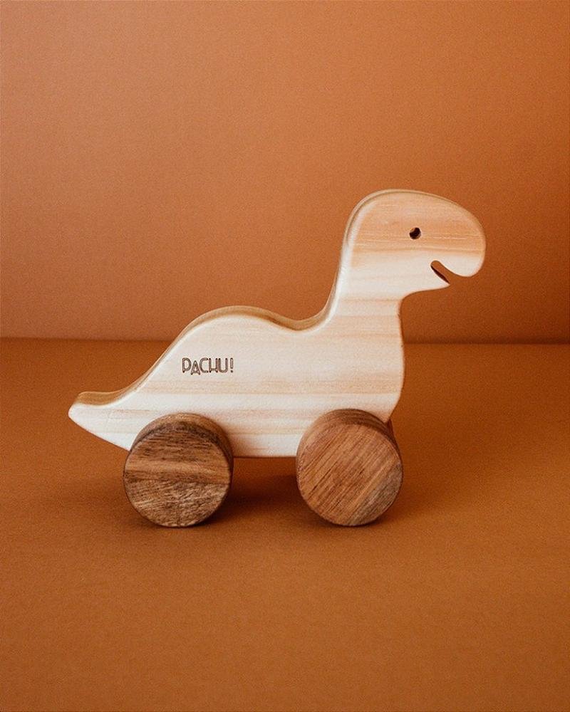 Carrinho de Madeira Pachu! - Dinossauro Dino ÚNICO 2