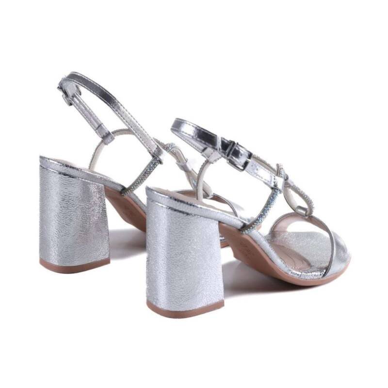 Sandália Ramarim Metalizada Salto Bloco - Feminina - Prata Prata 5