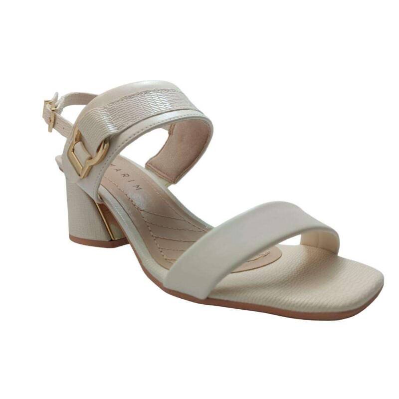 Sandália Ramarim Salto Bloco - Feminina - Creme Branco 3