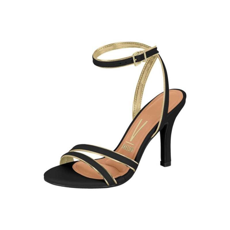 Sandália Vizzano Salto Fino - Feminina Dourado/Preto 2