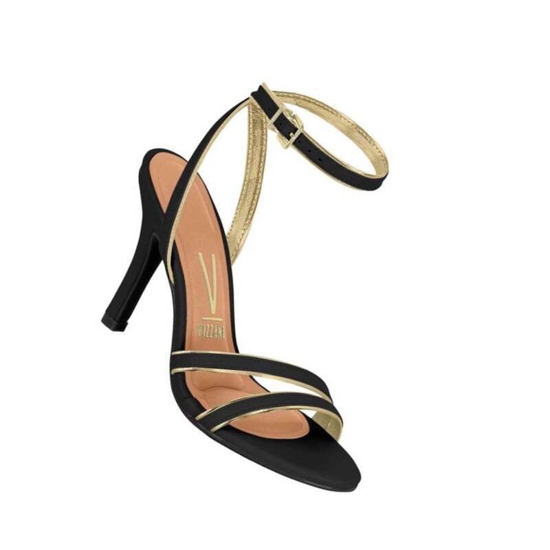 Sandália Vizzano Salto Fino - Feminina Dourado/Preto 3