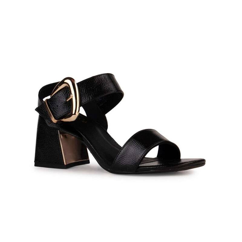 Sandália Bebecê Salto Bloco Verniz - Feminina Preto 3