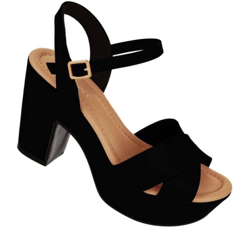Sandália Bebecê Salto Bloco - Feminina - Preto Preto 3