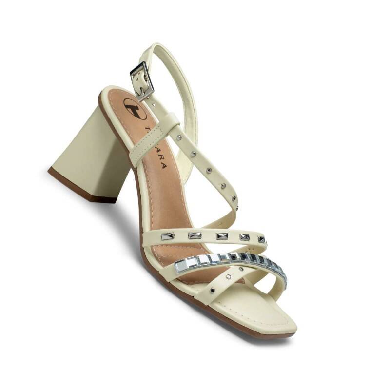 Sandália Tanara Salto Bloco - Feminina - Cream Branco 3