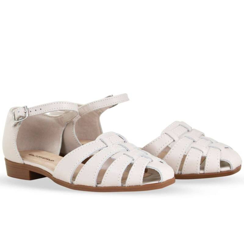 Sandália Rasteira em Couro - Feminina - Off white Branco 2