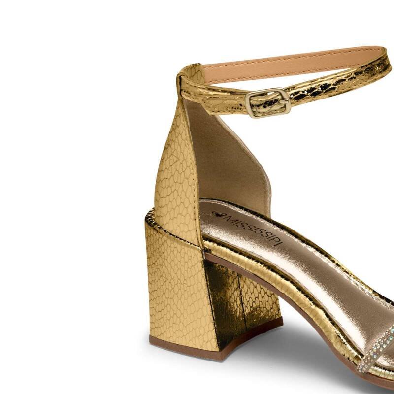 Sandália Mississipi Salto Bloco - Feminina - Dourado Bronze/Ouro 3
