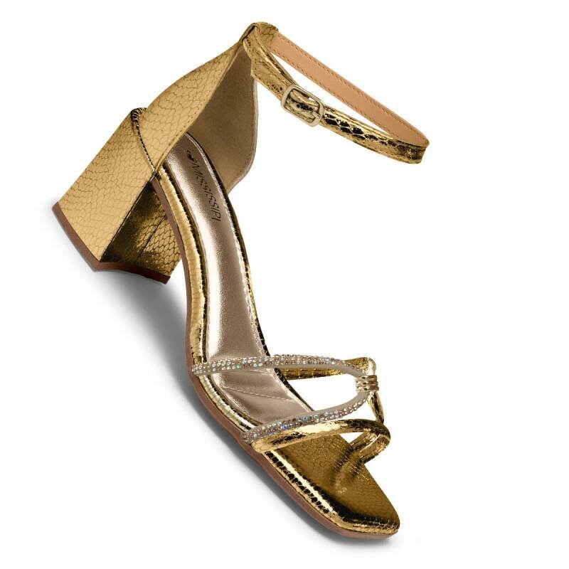 Sandália Mississipi Salto Bloco - Feminina - Dourado Bronze/Ouro 5