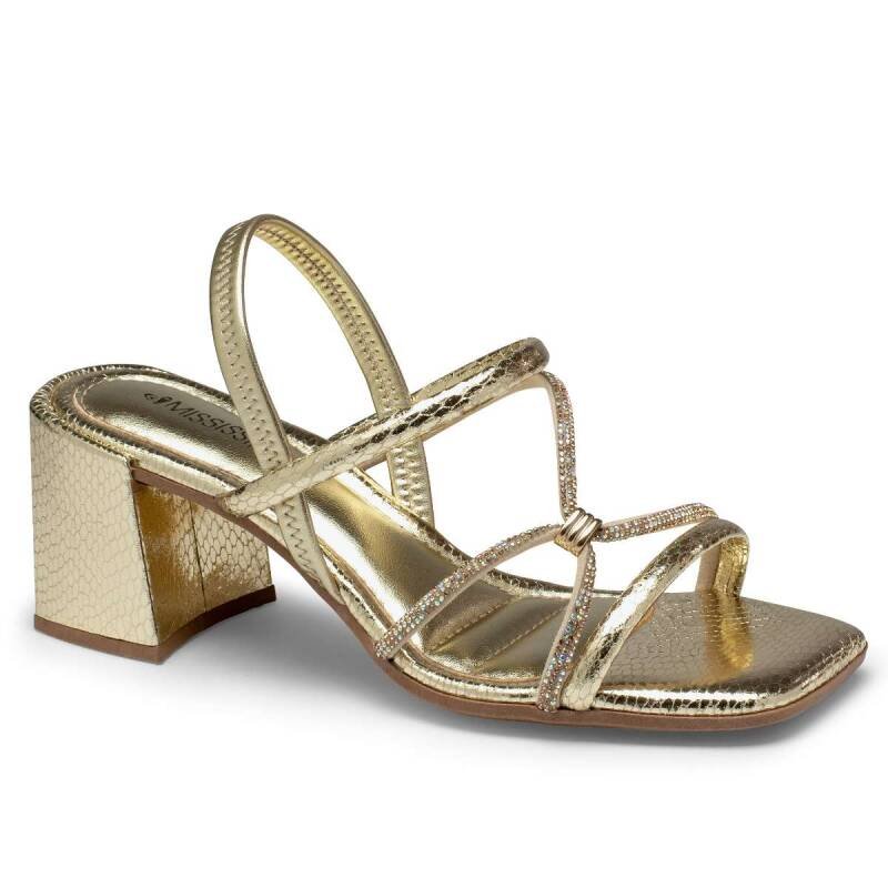 Sandália Mississipi Salto Bloco - Feminina - Ouro Dourado 1