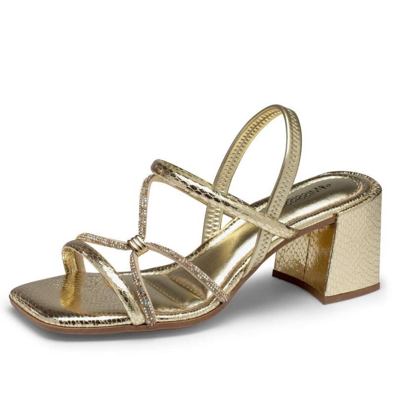 Sandália Mississipi Salto Bloco - Feminina - Ouro Dourado 2