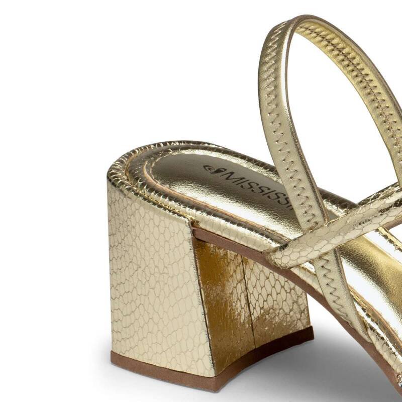 Sandália Mississipi Salto Bloco - Feminina - Ouro Dourado 3