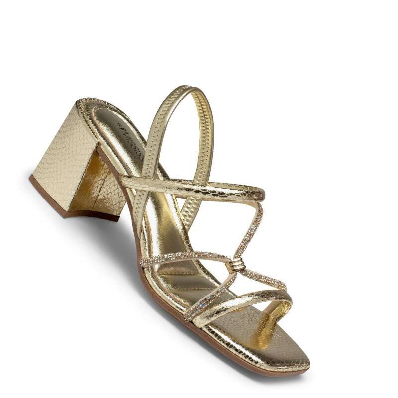 Sandália Mississipi Salto Bloco - Feminina - Ouro Dourado 5