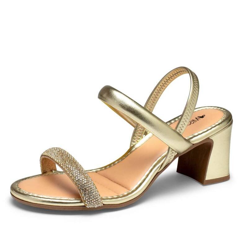 Sandália Mississipi Salto Médio - Feminina - Ouro Dourado 4
