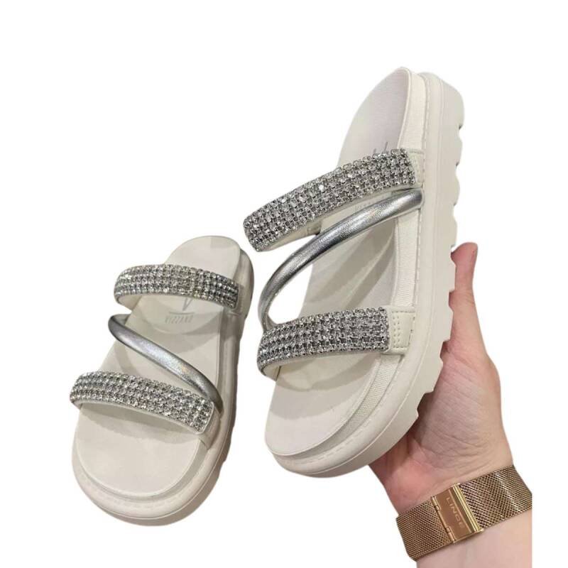 Sandália Vizzano Papete Strass - Feminina - Branco off Branco 8
