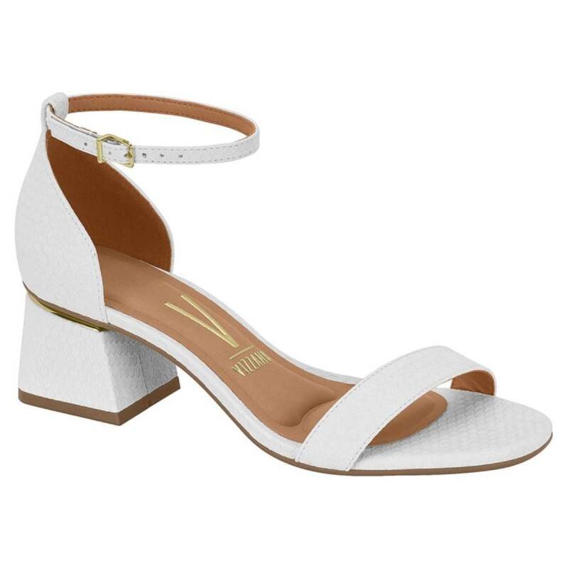 Sandália Vizzano Salto Bloco Médio - Feminina - Branco Branco 1