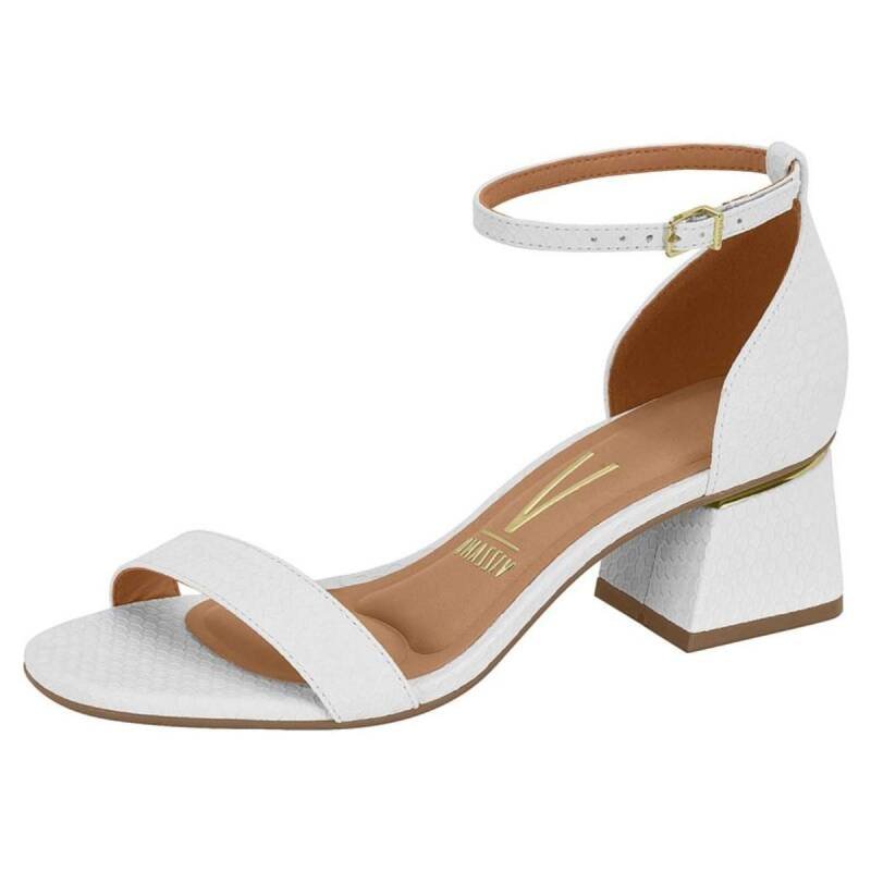 Sandália Vizzano Salto Bloco Médio - Feminina - Branco Branco 2
