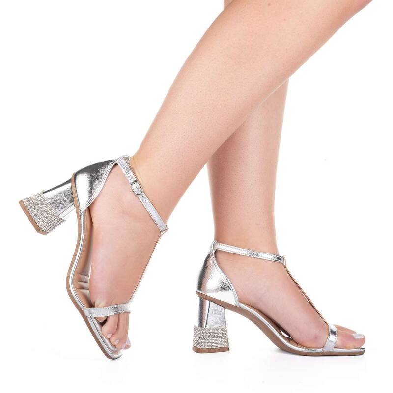 Sandália Tanara Salto Bloco - Feminina - Prata Prata 6