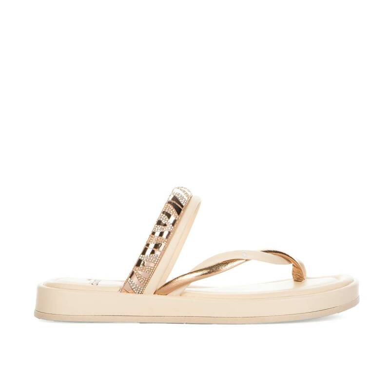 Sandália Slide Papete Dakota Flatform - Feminino - Bege Tule/Rose 2