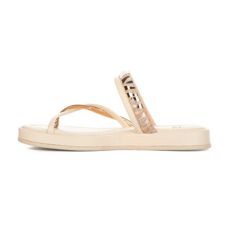 Sandália Slide Papete Dakota Flatform - Feminino - Bege Tule/Rose 3
