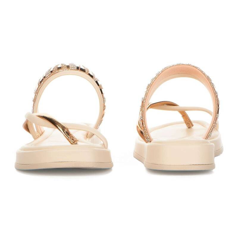 Sandália Slide Papete Dakota Flatform - Feminino - Bege Tule/Rose 6