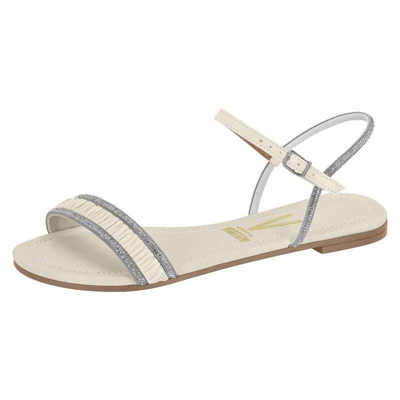 Sandália Rasteira Vizzano Flat Tiras - Feminina - Branco of Branco 2