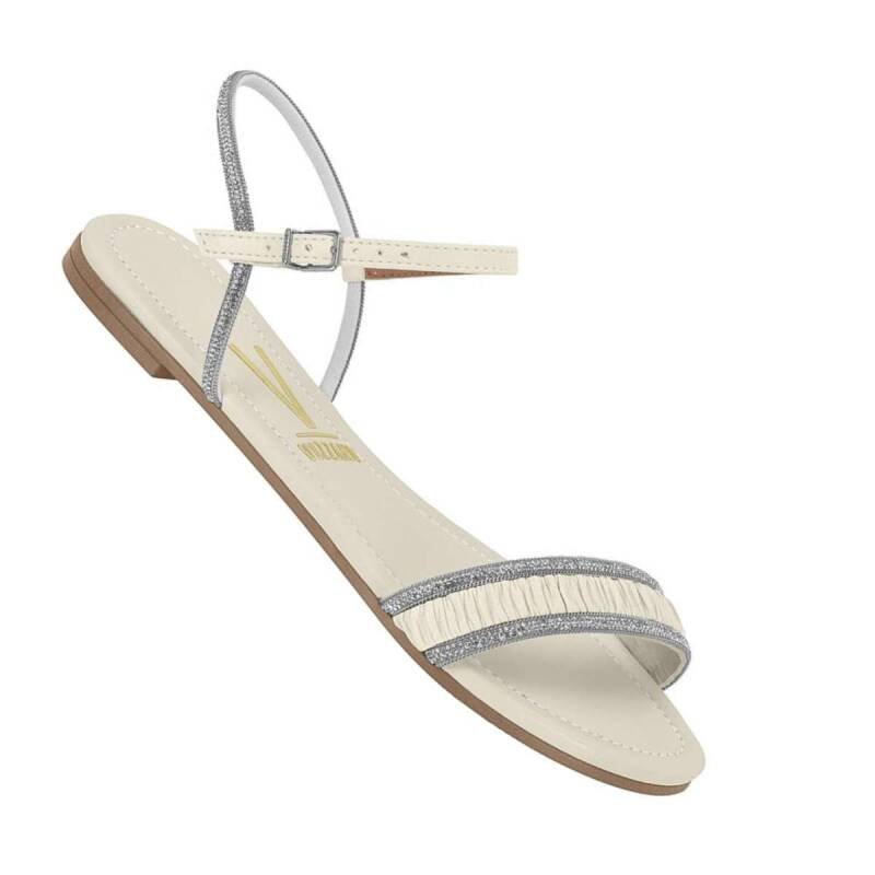 Sandália Rasteira Vizzano Flat Tiras - Feminina - Branco of Branco 3