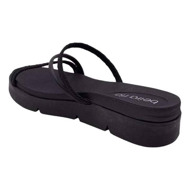Sandália Beira Rio Flatform Tratorada - Feminina Preto 4