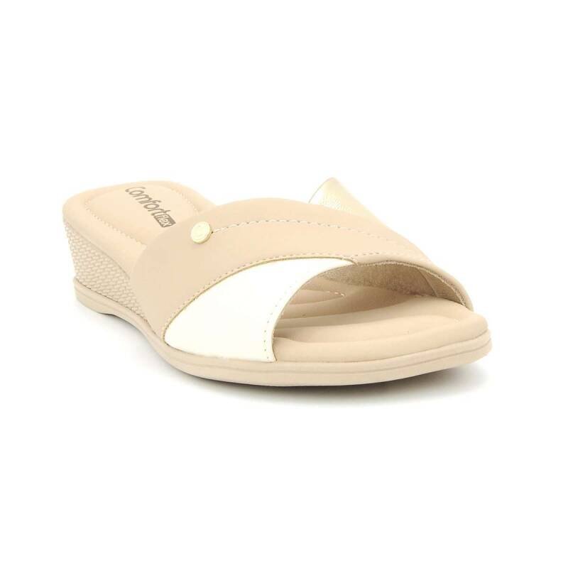 Tamanco Comfortflex Casual - Feminino - Creme Bege 3