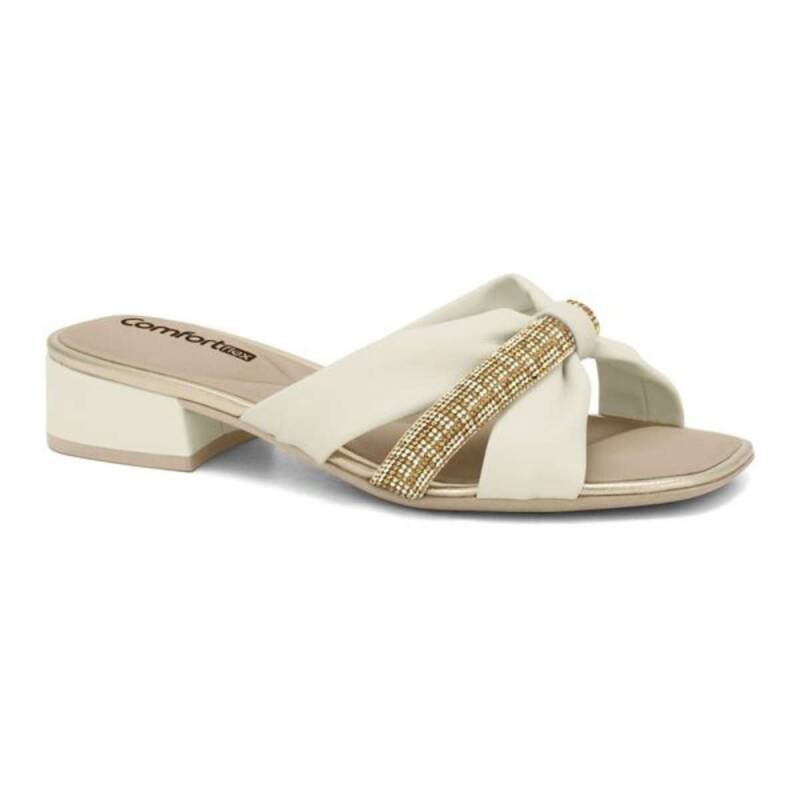 Tamanco Comfortflex Casual - Feminino - Creme Creme 1