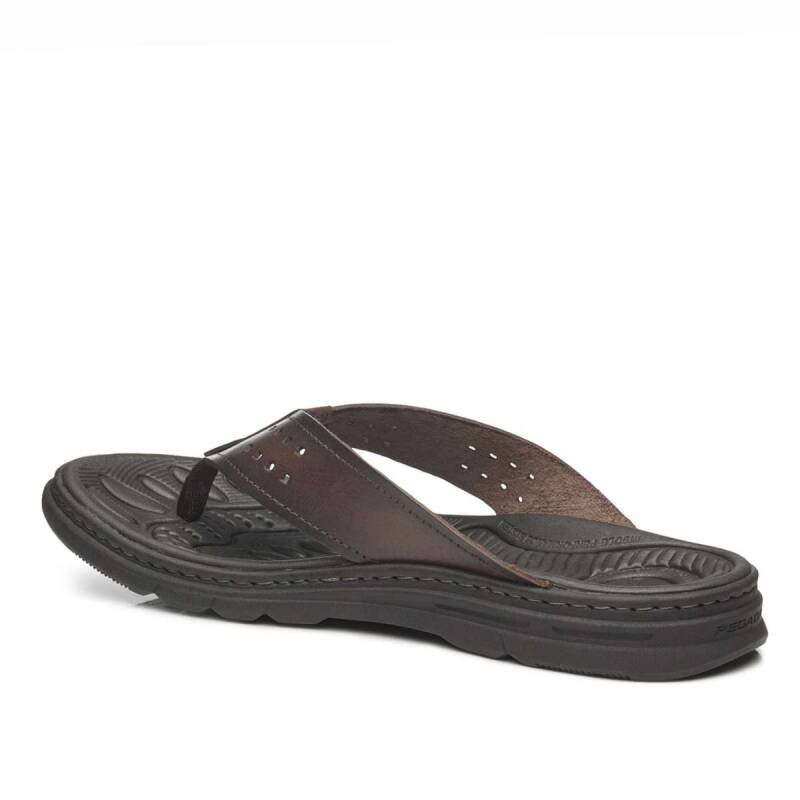 Chinelo Pegada em Couro - Masculino - Marrom Marrom 2