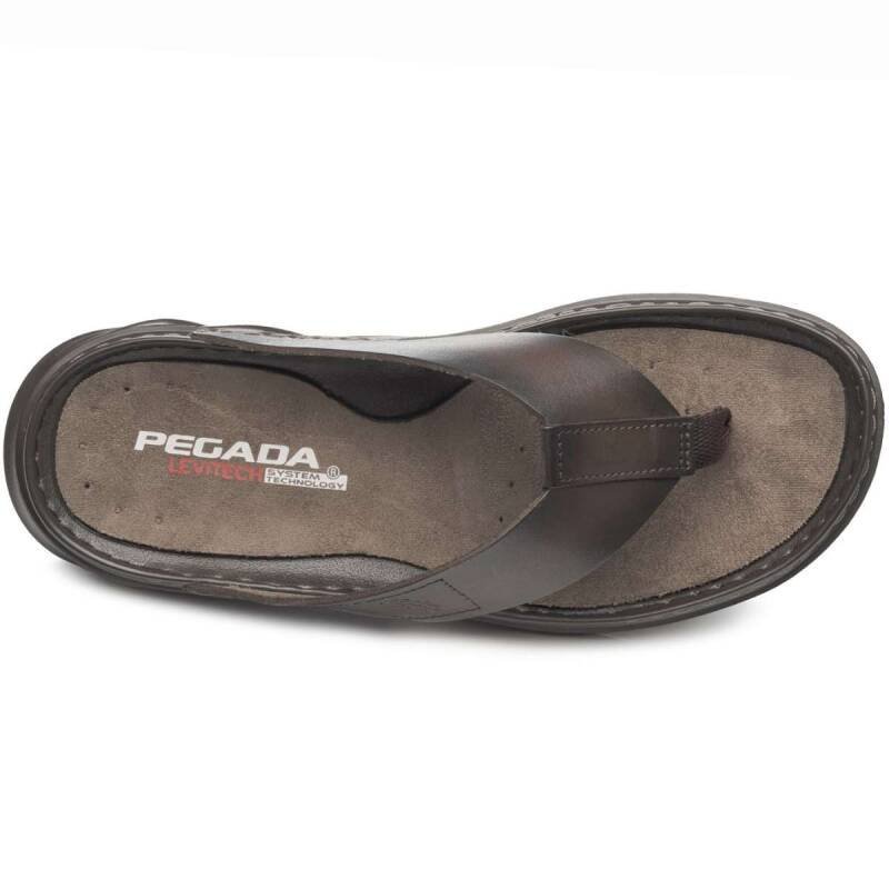 Chinelo Pegada em Couro - Masculino - Marrom escuro Cravo 4