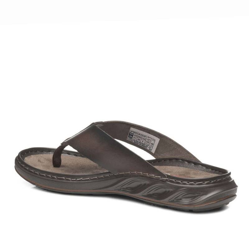 Chinelo Pegada em Couro - Masculino - Marrom escuro Cravo 3