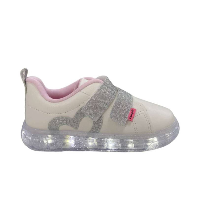 Tênis Pampili Sneaker Luz Led - Infantil - Brancoprata Branco/Prata 2