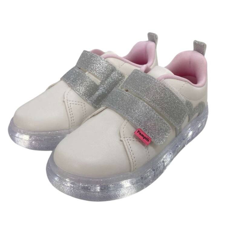 Tênis Pampili Sneaker Luz Led - Infantil - Brancoprata Branco/Prata 4