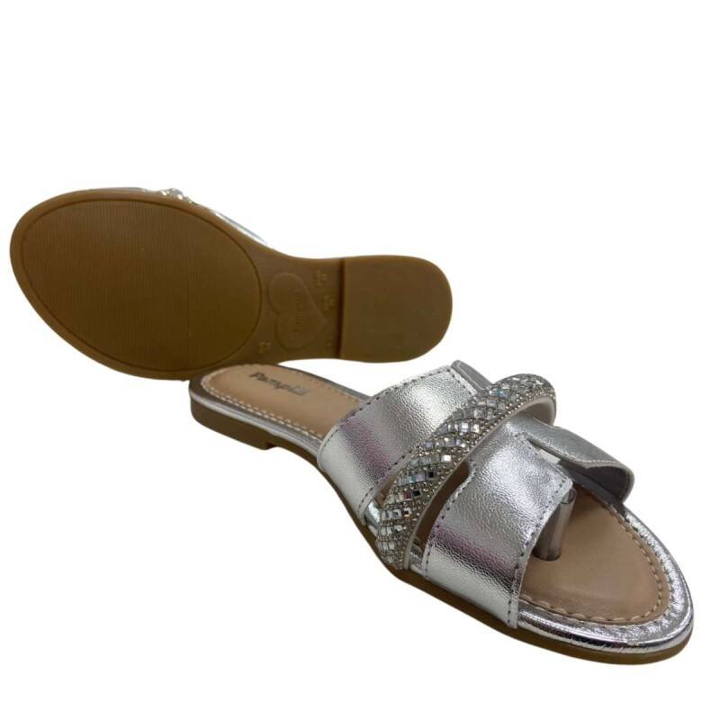 Sandália Pampili Rasteira - Infantil Menina - Prata Prata 6