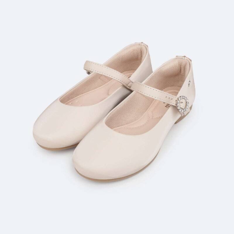 Sapato Pampili Angel Fivela com Strass - Infantil Feminino - Bege 2