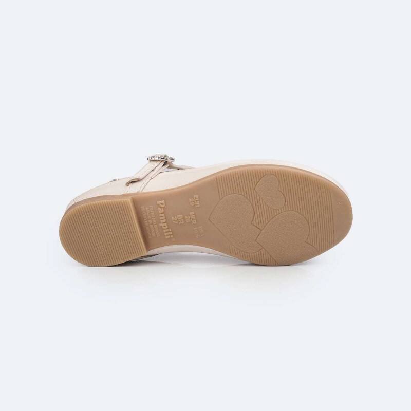 Sapato Pampili Angel Fivela com Strass - Infantil Feminino - Bege 6